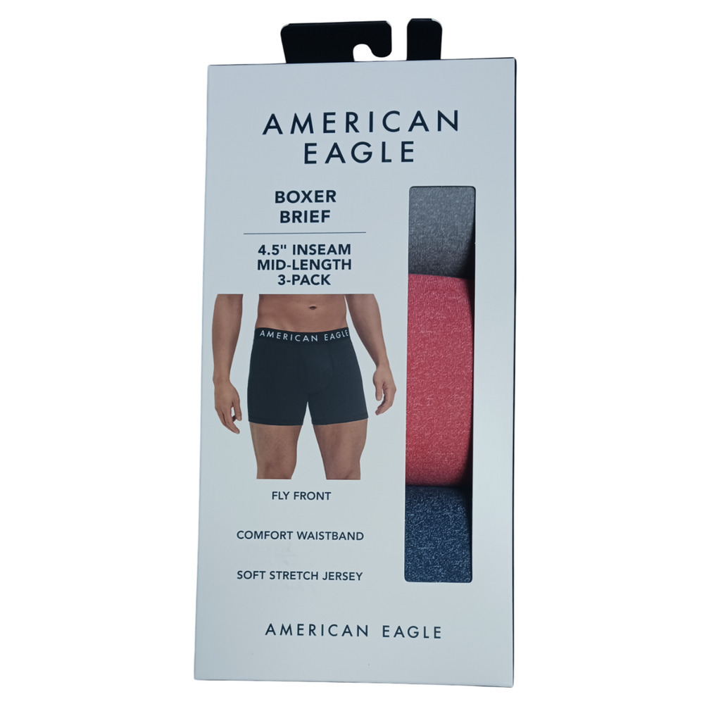 American Eagle Mens 3-Pack Classic Boxer Brief 4.5" Multicolor X-Small (26-28") - Picture 5 of 6